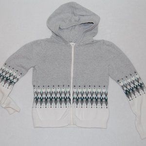 Gymboree Girls, Size L (10-12), Gray Knit Cardigan with Hoodie, 100% Cotton